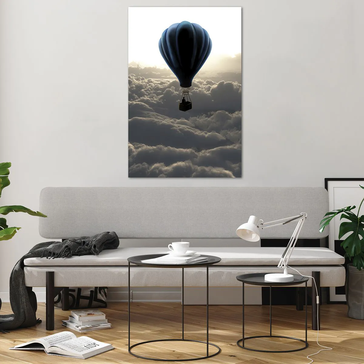 Glastavla - Bild på glas - Vandrare över molnen - 80x120 cm