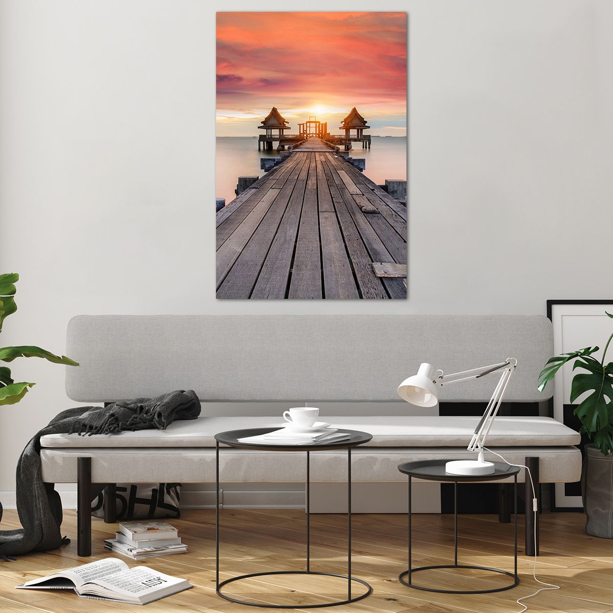 Obraz na plátne Landschap, Obraz na plátne Houten Pier, Obraz na plátne Zee, Obraz na plátne De Zonsondergang, Obraz na plátne Horizon