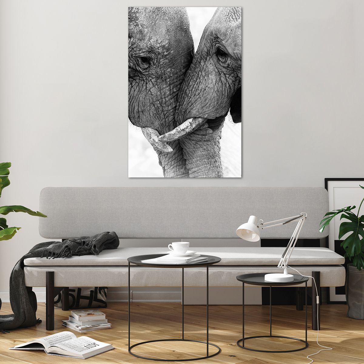 Obraz na plátne Slon, Obraz na plátne Zvieratá, Obraz na plátne Afriky, Obraz na plátne Čierna A Biela, Obraz na plátne Láska