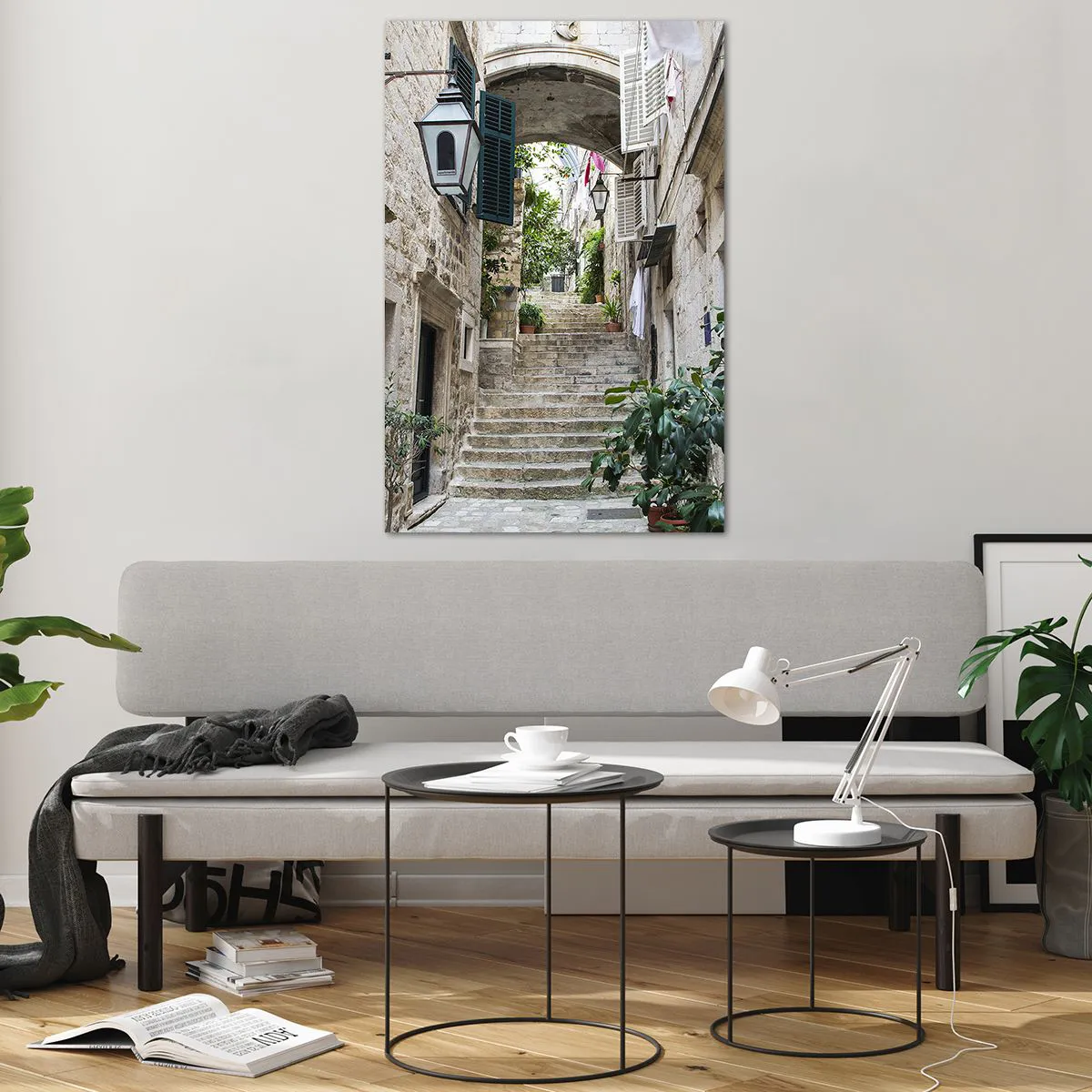 Cuadro sobre vidrio - Impresiones sobre Vidrio - Una encantadora callejuela - 80x120 cm