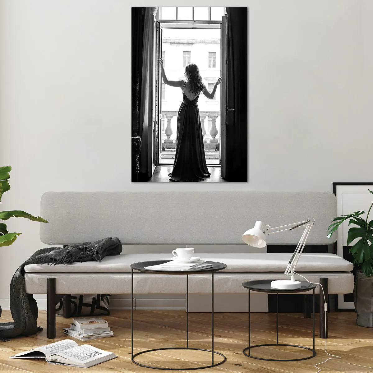 Tablou pe sticlă - Splendoare alb-negru - 80x120 cm