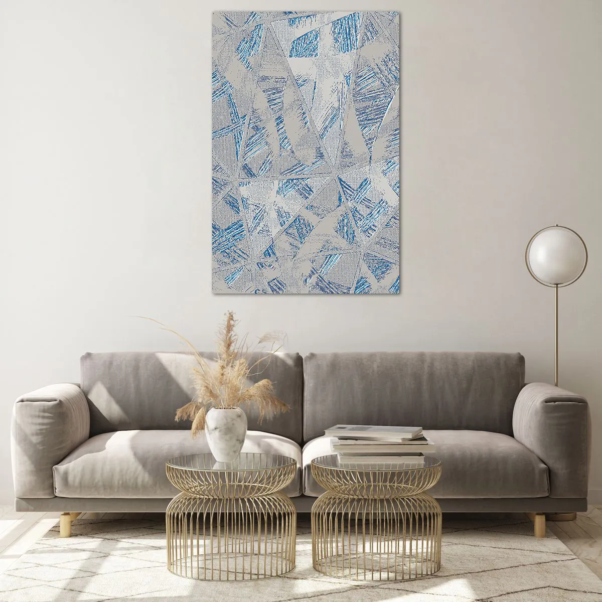 Tablou pe sticlă - Într-un labirint de gri-albastru - 80x120 cm