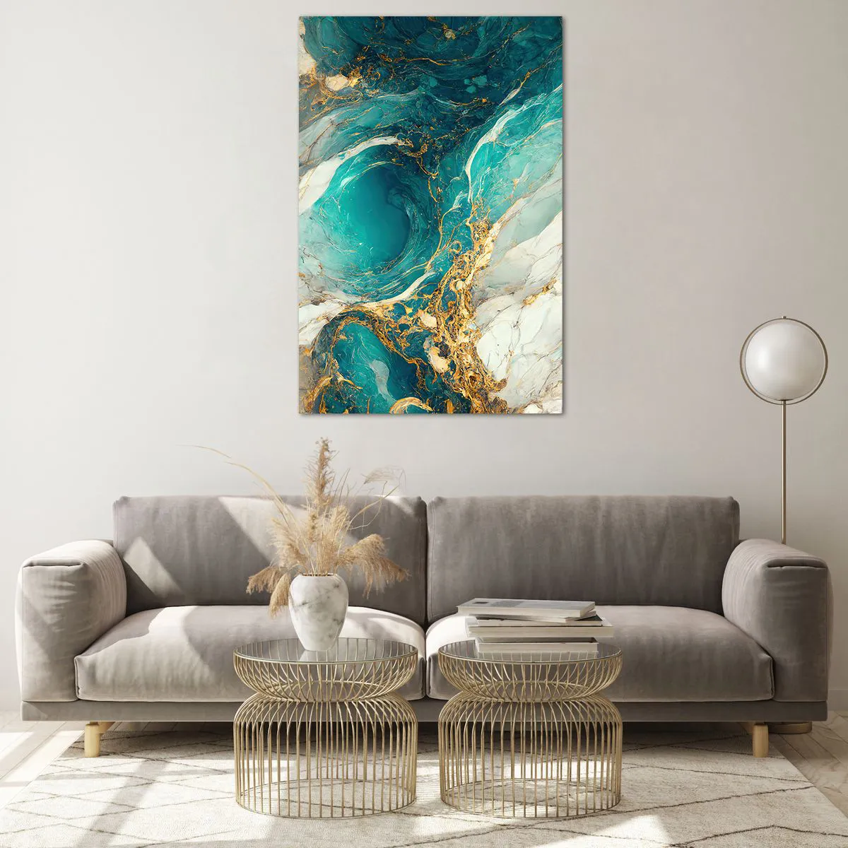 Quadro em vidro - Composição com veios d'ouro - 80x120 cm