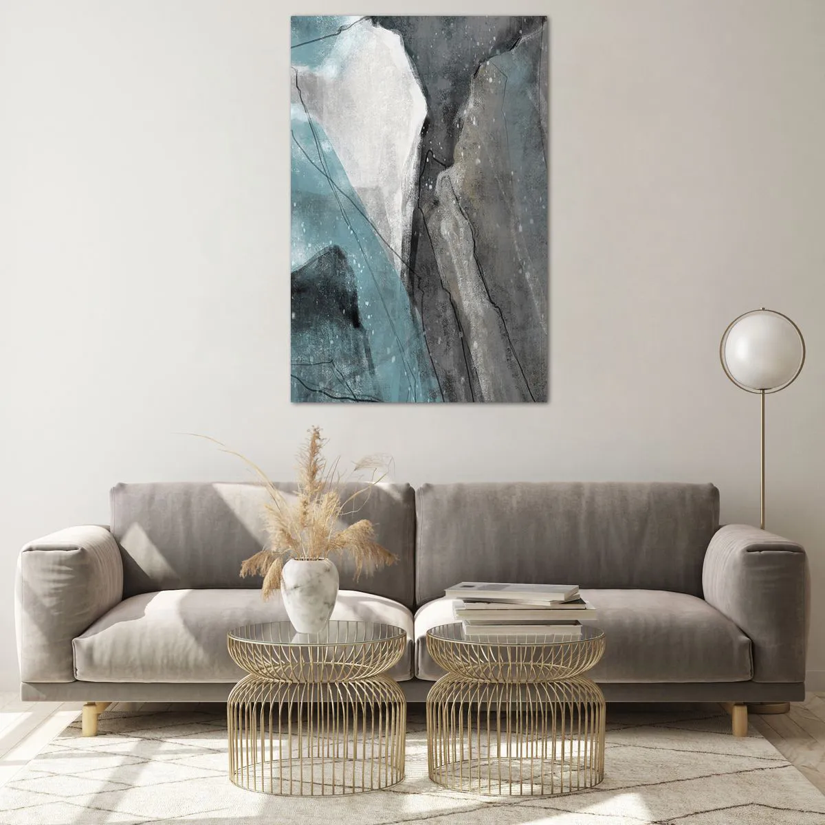 Glass picture - Abstract: Rocks and Ice - 80x120 cm