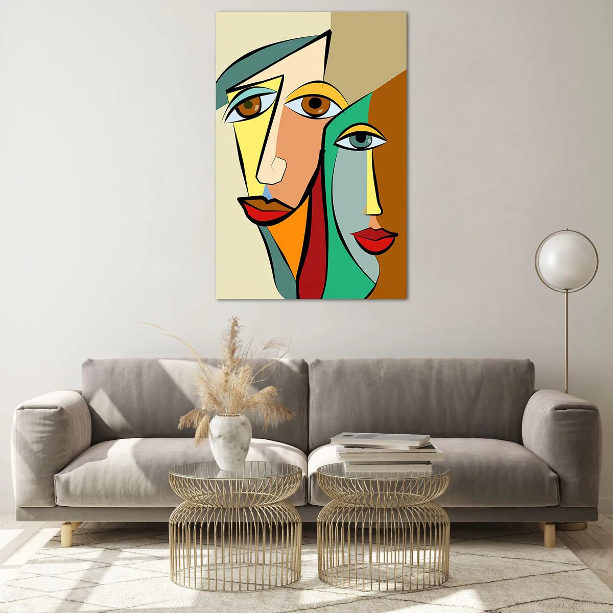 Quadro su vetro - Coppia cubista - 80x120 cm