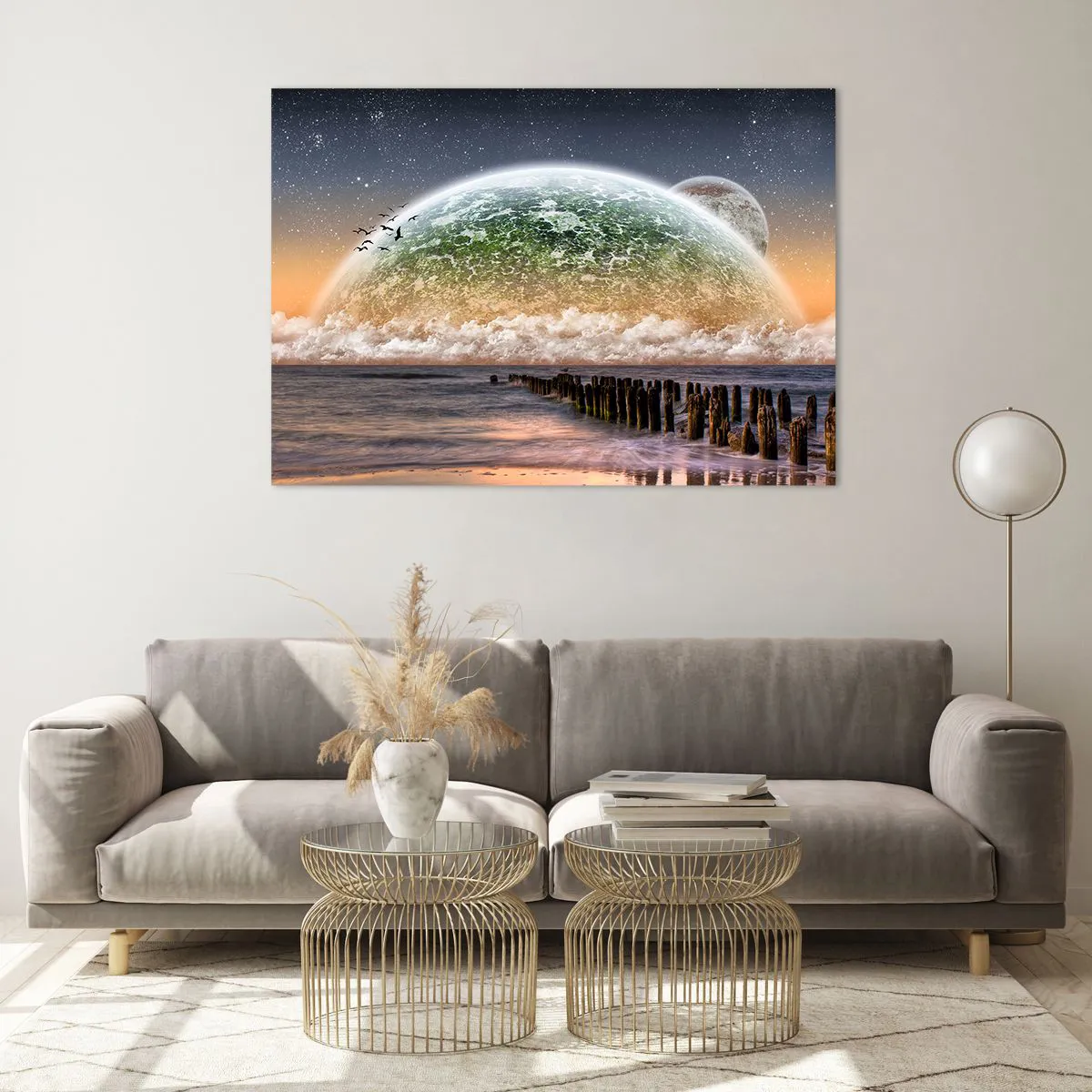 Glastavla - Bild på glas - Och världen uppstod ur vatten - 100x70 cm