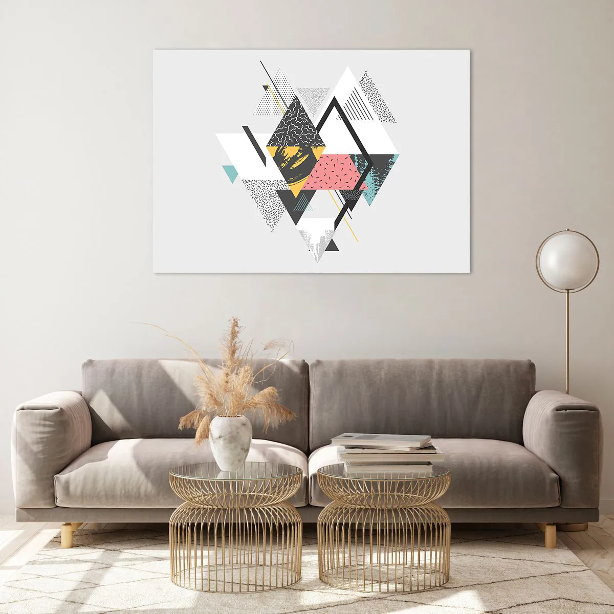 Quadro em vidro - Variações do triângulo e losango - 100x70 cm