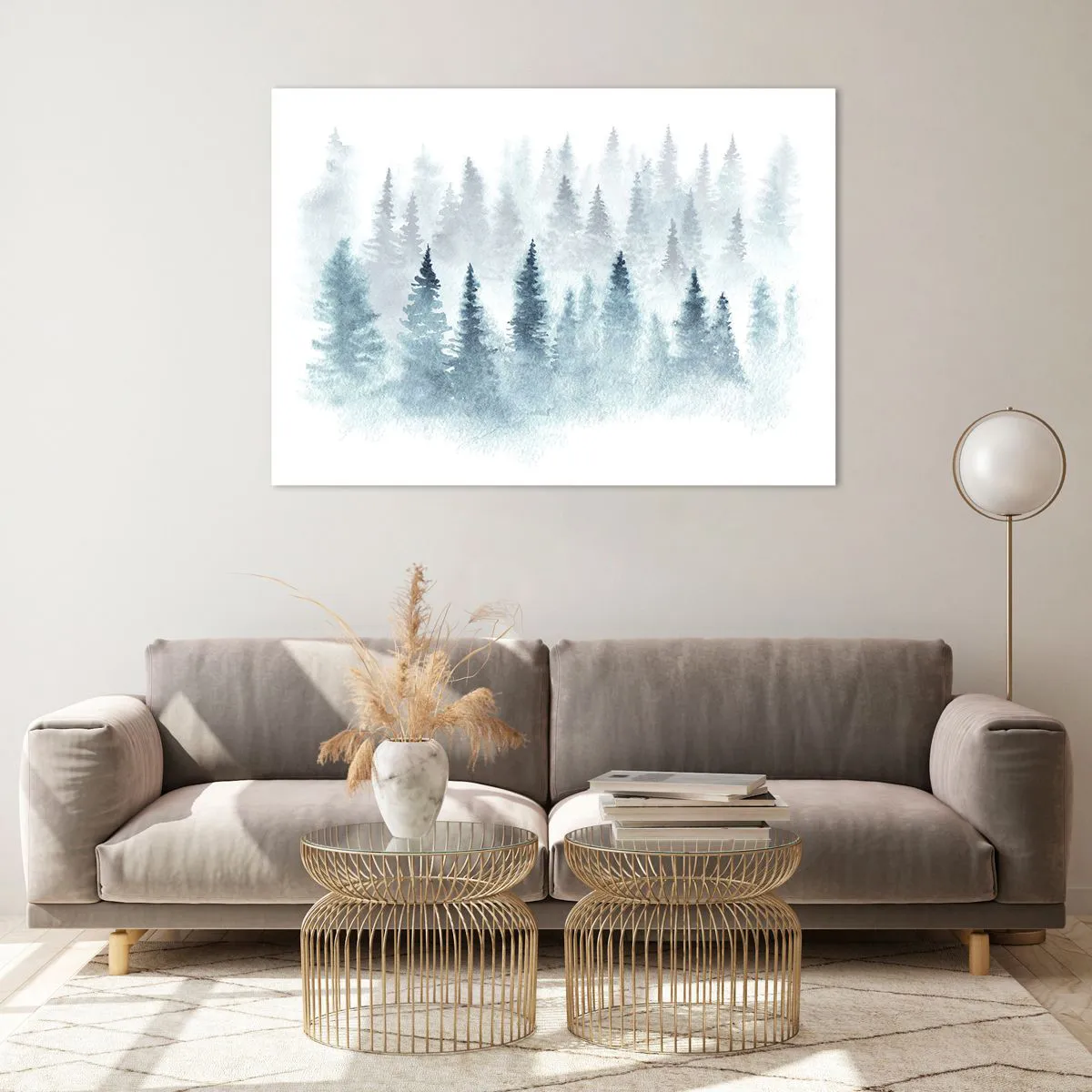 Impression sur verre - Image sur verre - Forêt de bambous enveloppée de brouillard - 100x70cm - Enveloppé de brouillard - Décoration murale moderne pour le salon et la chambre ARTTOR