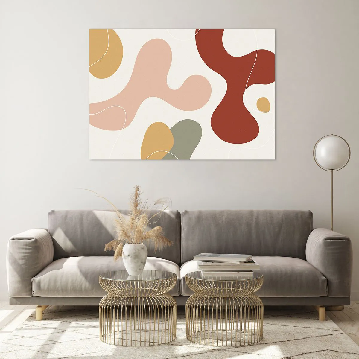 Glasbild - Bild auf glas - Abstrakte Komposition organischer Formen - 100x70cm - Kringel oder Schnörkel? - Moderne Wanddekoration für Wohnzimmer und Schlafzimmer ARTTOR