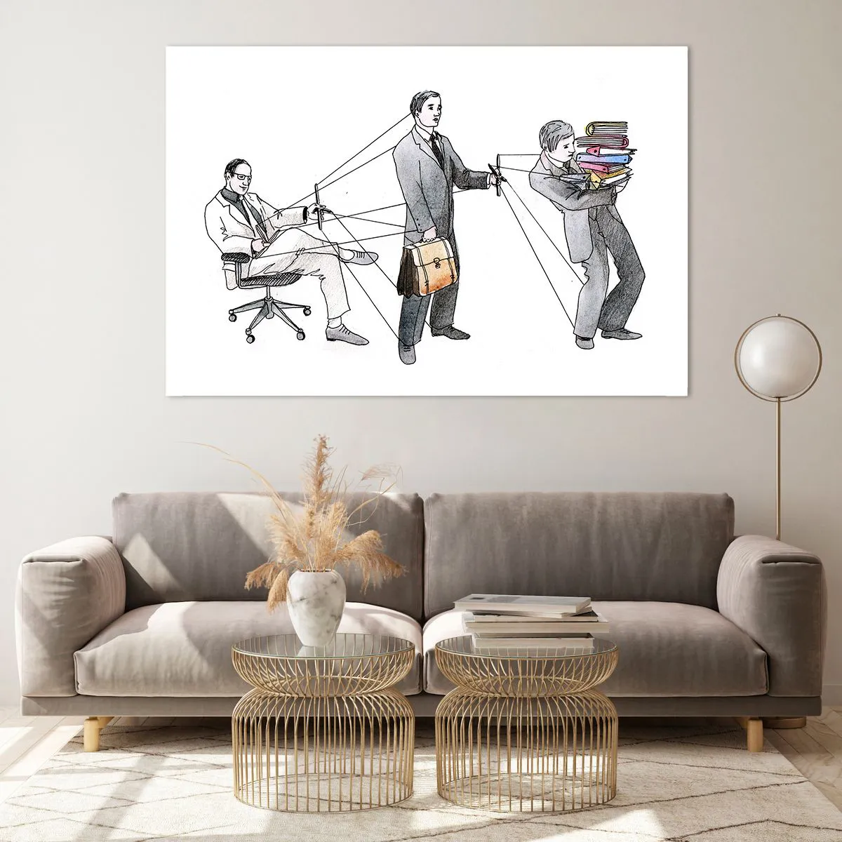 Glasbild - Bild auf glas - Darstellung der Büroarbeitshierarchie - 120x80cm - Jeder hat seinen Meister - Moderne Wanddekoration für Wohnzimmer und Schlafzimmer ARTTOR