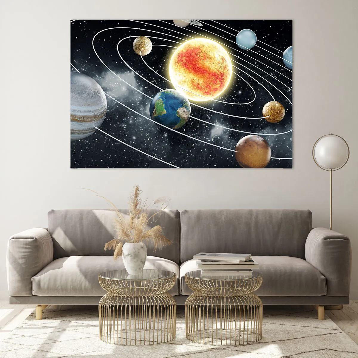 Billede på glas - Kosmisk dans - 120x80 cm