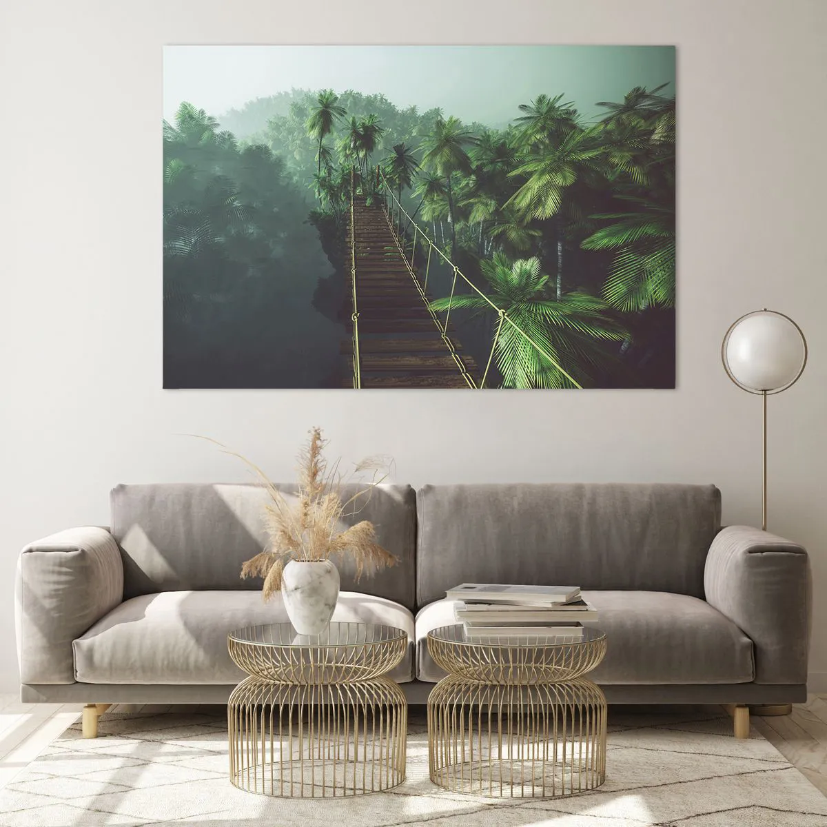 Glass picture - Hanging Bridge in the Green - 120x80 cm