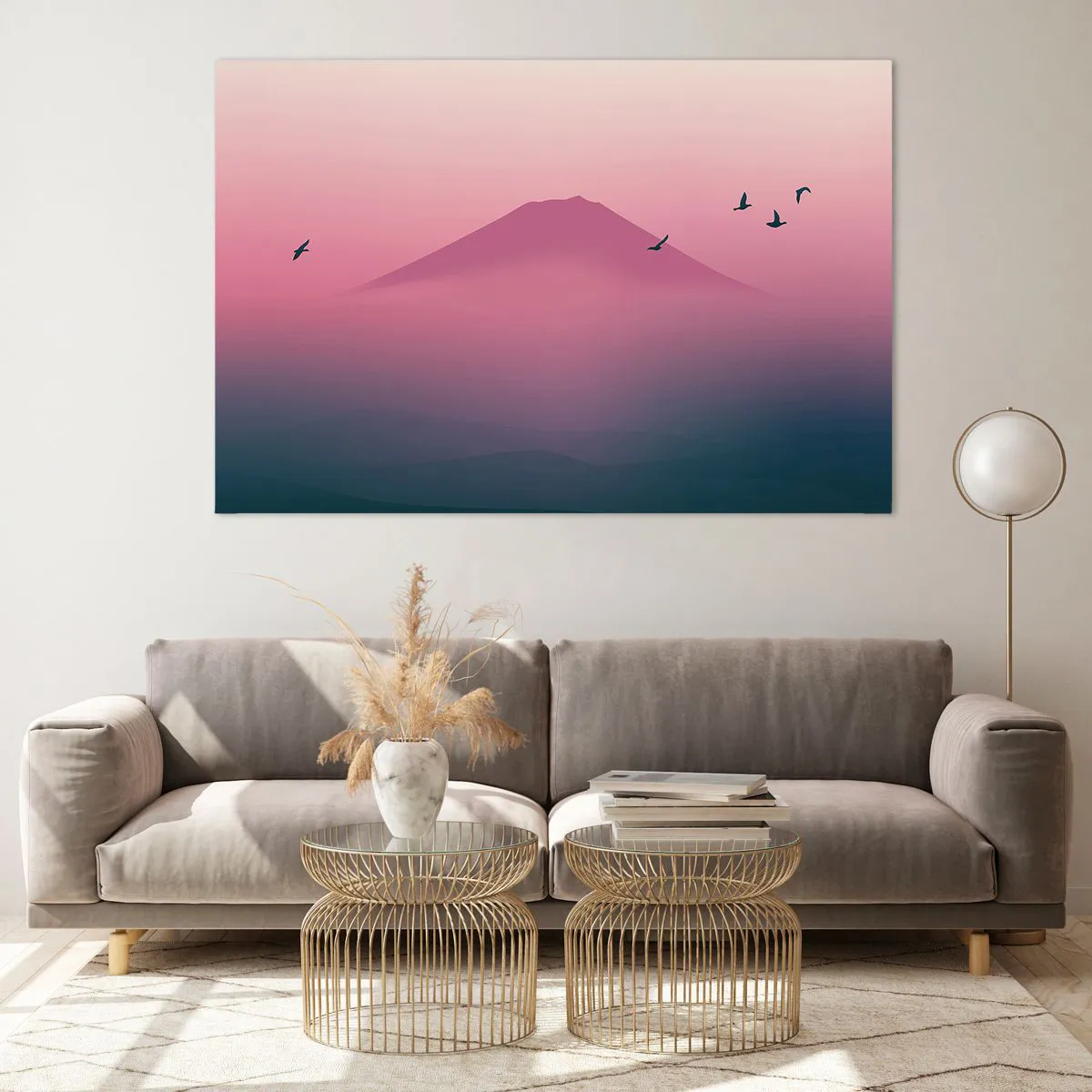 Tablou pe sticlă - Călători deasupra norilor - 120x80 cm