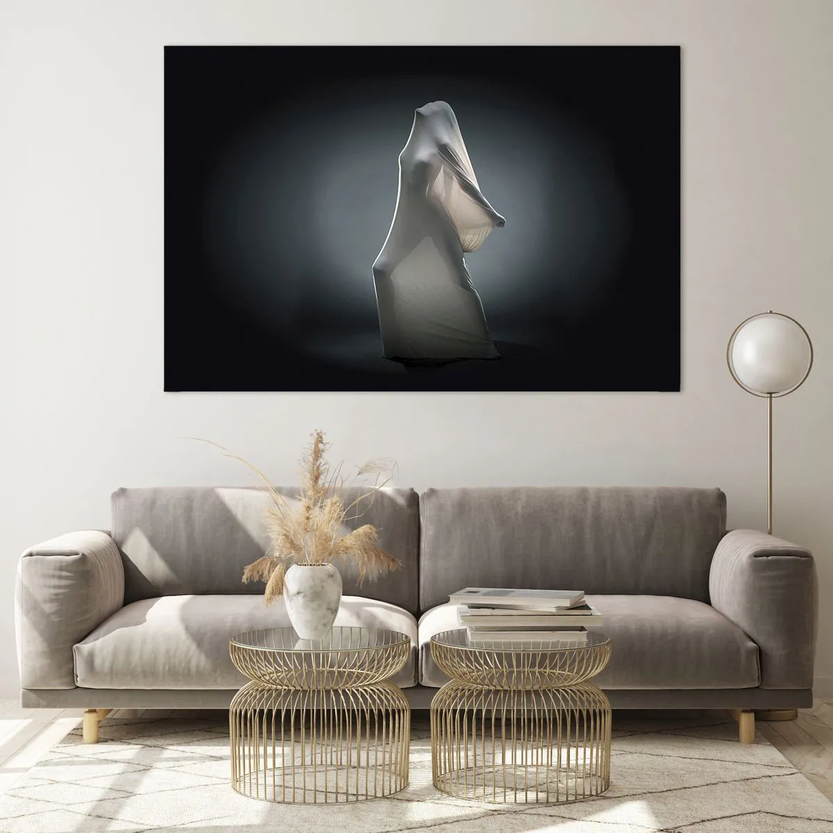 Impression sur verre - Image sur verre - Une silhouette mystérieuse dans la douce lumière - 120x80cm - Une soif secrète - Décoration murale moderne pour le salon et la chambre ARTTOR