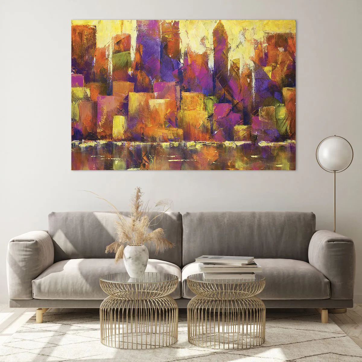 Schilderen op glas - Metropolitan compositie - 120x80 cm