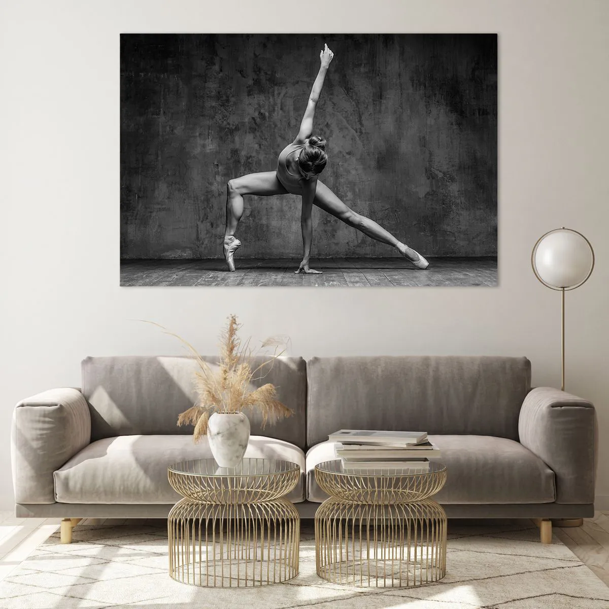 Glasbild - Bild auf glas - Eine Tänzerin in künstlerischer Pose - 120x80cm - Das Ideal des Gleichgewichts - Moderne Wanddekoration für Wohnzimmer und Schlafzimmer ARTTOR