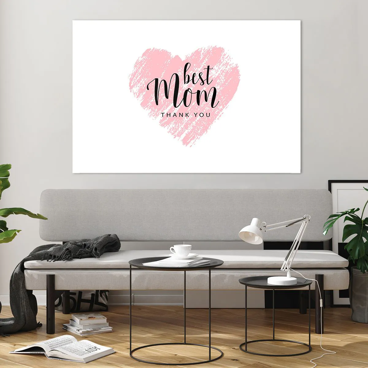 Obraz na szkle - Różowe serce z napisem Best Mom na białym tle - 120x80cm - Zawsze odpowiedni moment - Nowoczesna dekoracja ścienna do salonu, kuchni i sypialni ARTTOR