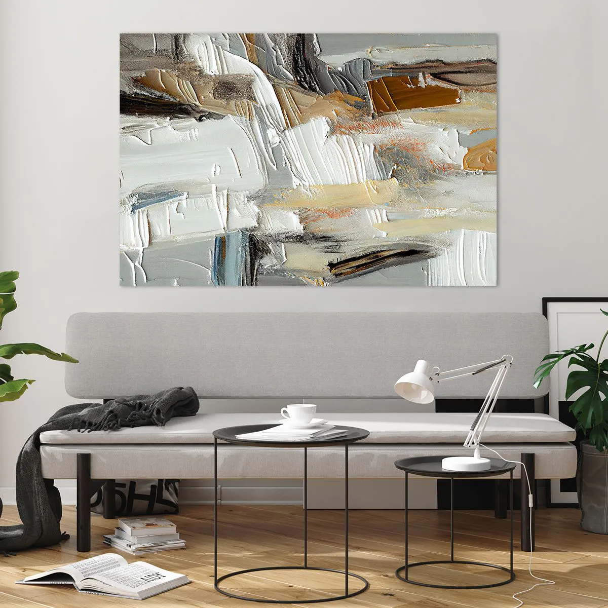 Glasbild - Bild auf glas - Eine abstrakte Komposition in Erdtönen mit einer unverwechselbaren Textur. - 120x80cm - Bunte Schichten - Moderne Wanddekoration für Wohnzimmer und Schlafzimmer ARTTOR