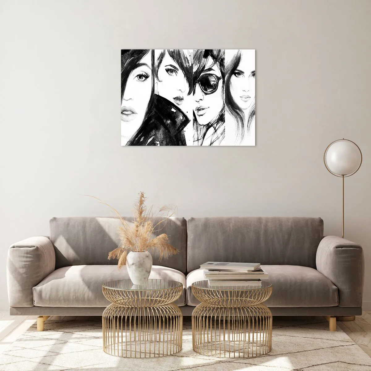 Obraz na skle - Čiernobiele útržkovité portréty žien - 70x50cm - Znásobená krása - Moderná nástenná dekorácia do obývacej izby a spálne ARTTOR