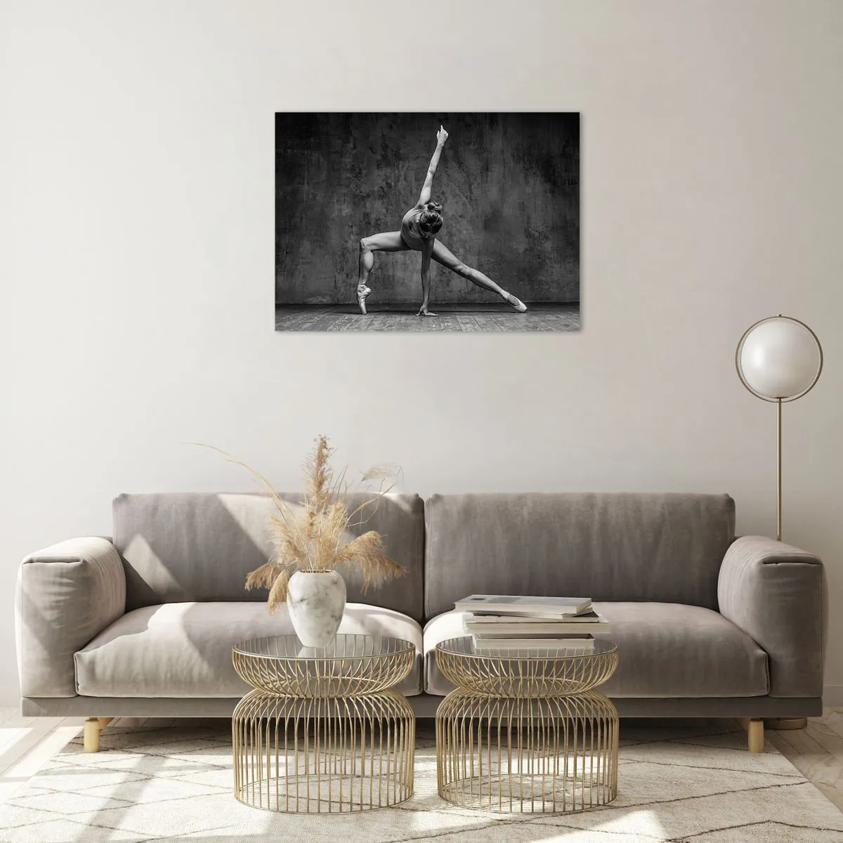Billede på glas - En danser i en kunstnerisk positur - 70x50cm - Idealet om balance - Moderne vægdekoration til stue og soveværelse ARTTOR