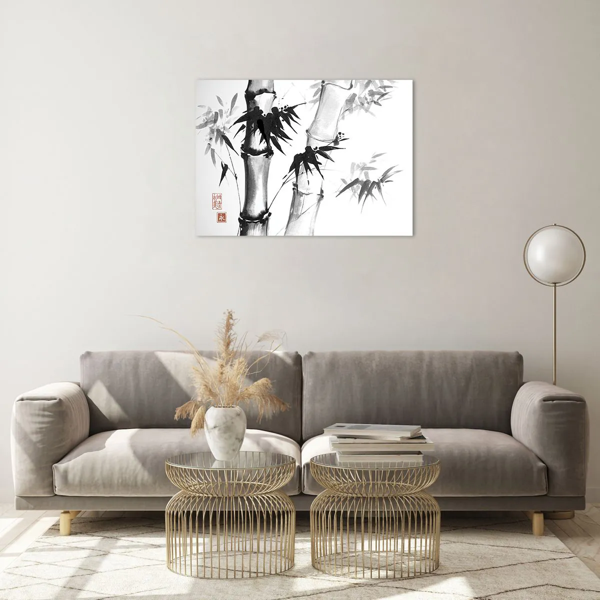 Tablou pe sticlă - Bambus în stil tradițional - 70x50cm - Primul-plan al Orientului - Decorațiune modernă pentru perete pentru living și dormitor ARTTOR