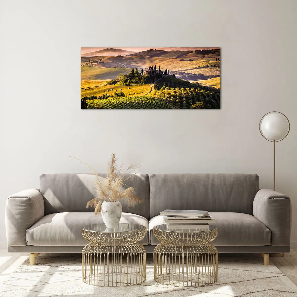Quadro em vidro - Arcádia - Paisagem toscana - 100x40 cm