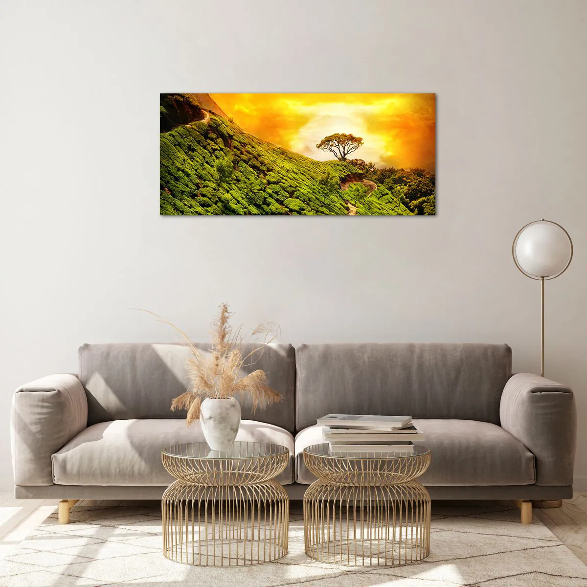 Impression sur verre - Image sur verre - Un chemin sinueux, une pente verte - 100x40 cm