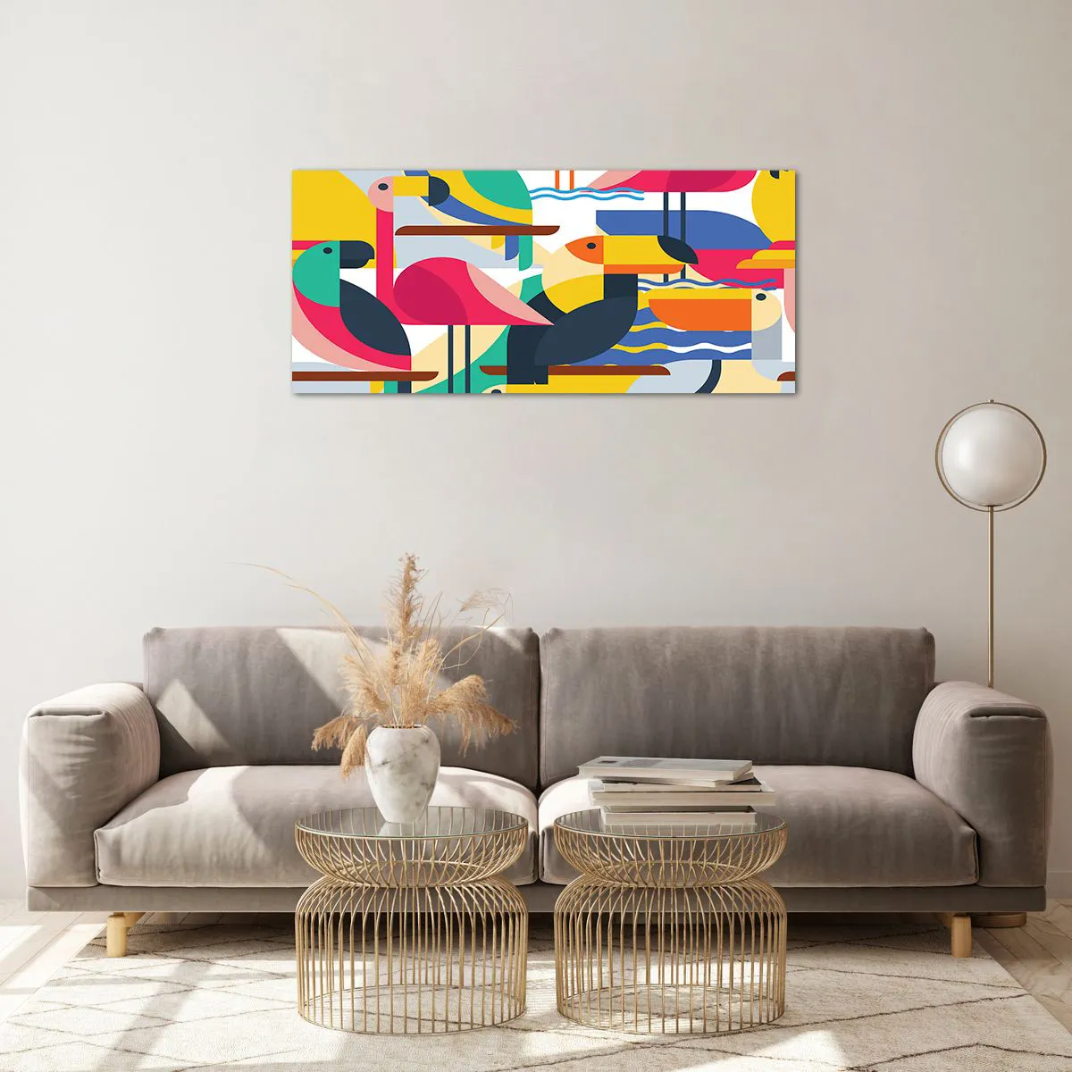 Cuadro sobre vidrio - Impresiones sobre Vidrio - Fiesta de las aves - 100x40 cm