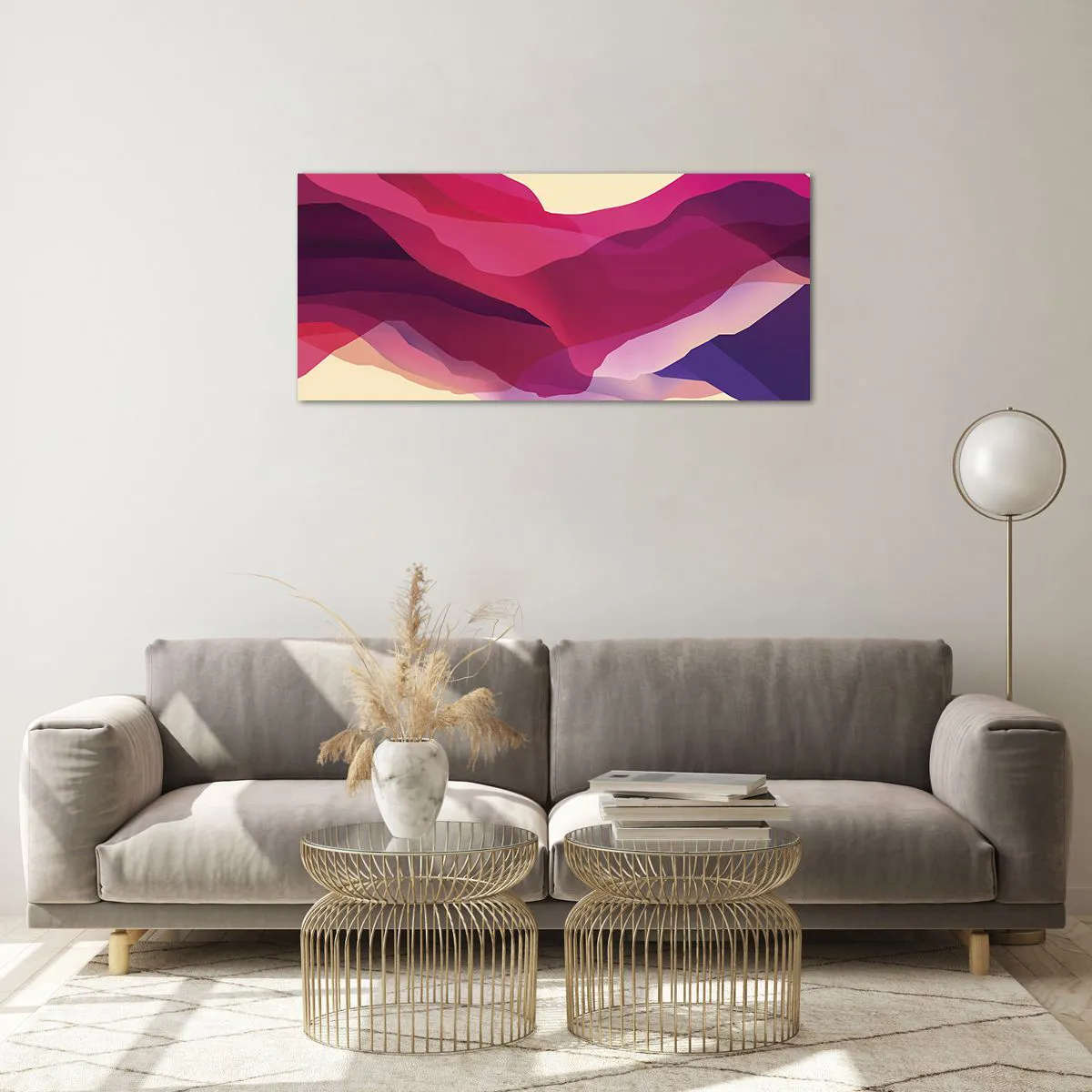 Obraz na szkle - Fale purpury - 100x40 cm