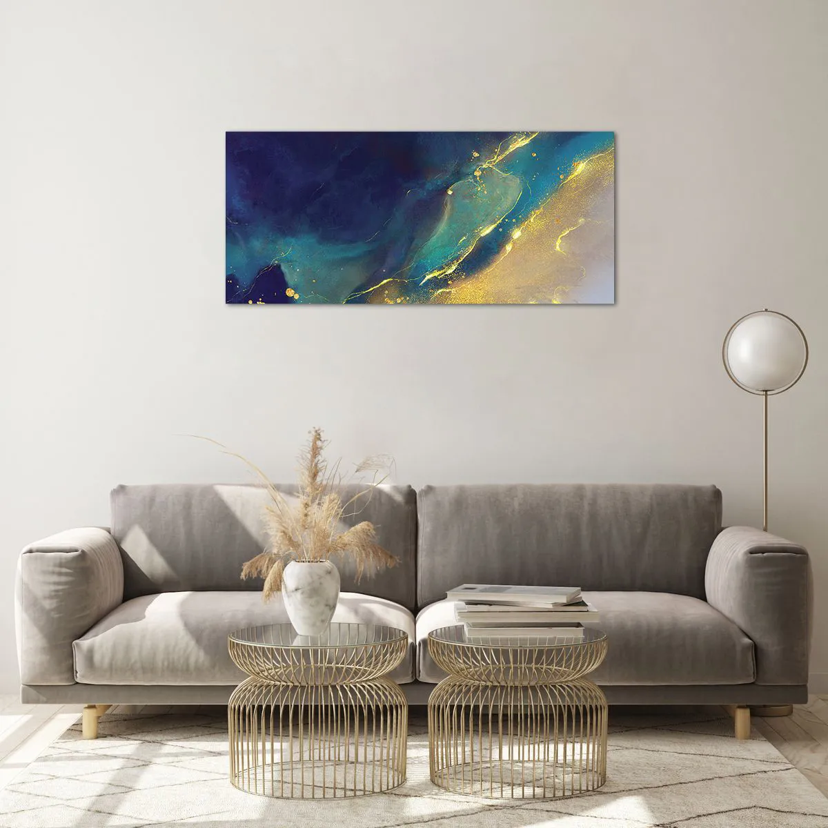 Impression sur verre - Image sur verre - Coulée d'or - 100x40 cm