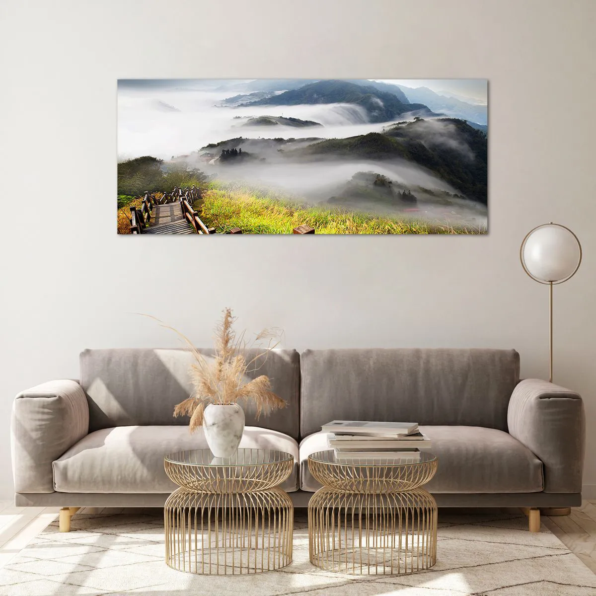 Tablou pe sticlă - Țesut de strălucire și ceață - 120x50 cm