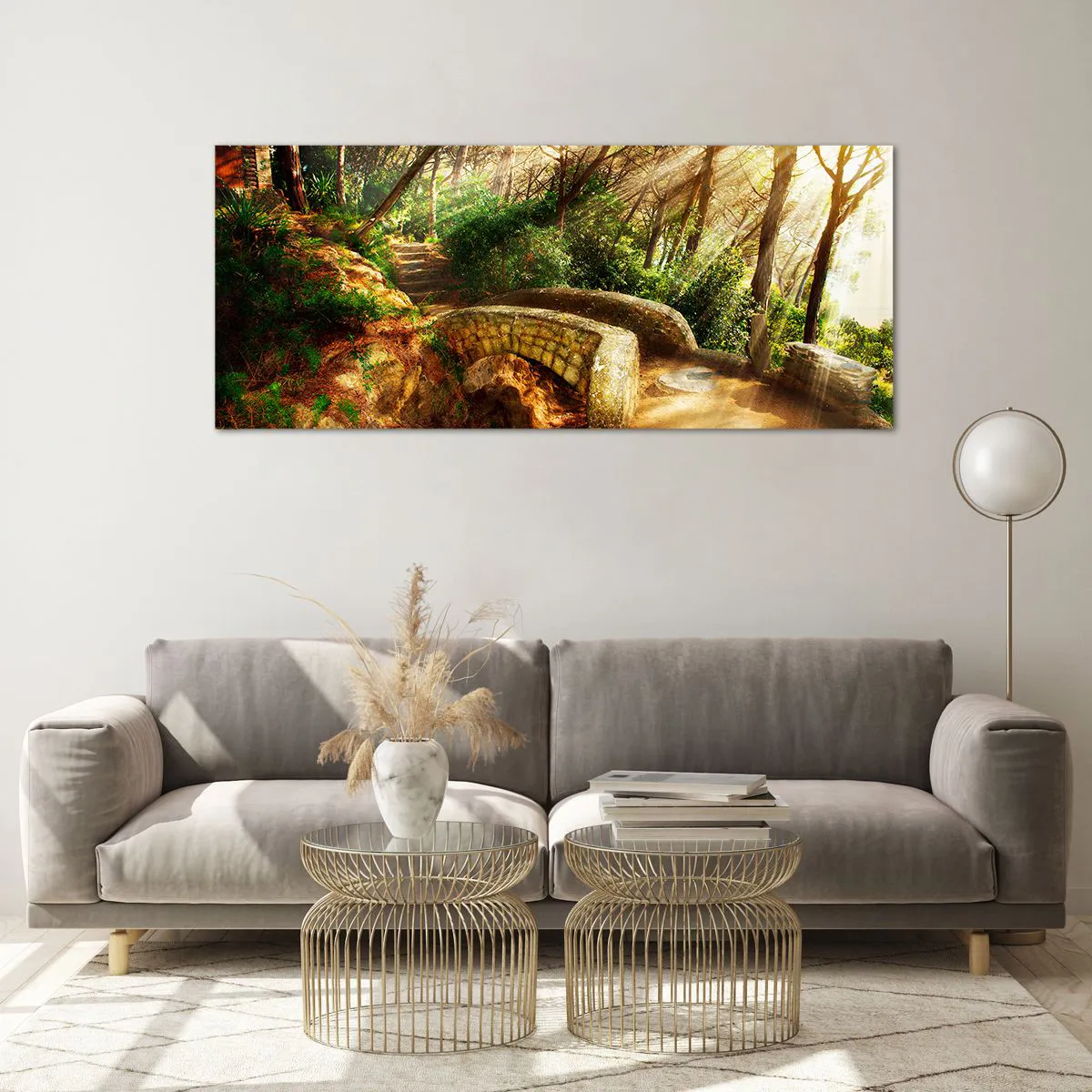 Tablou pe sticlă - Direct de pe pod în pădurea de basm - 120x50 cm