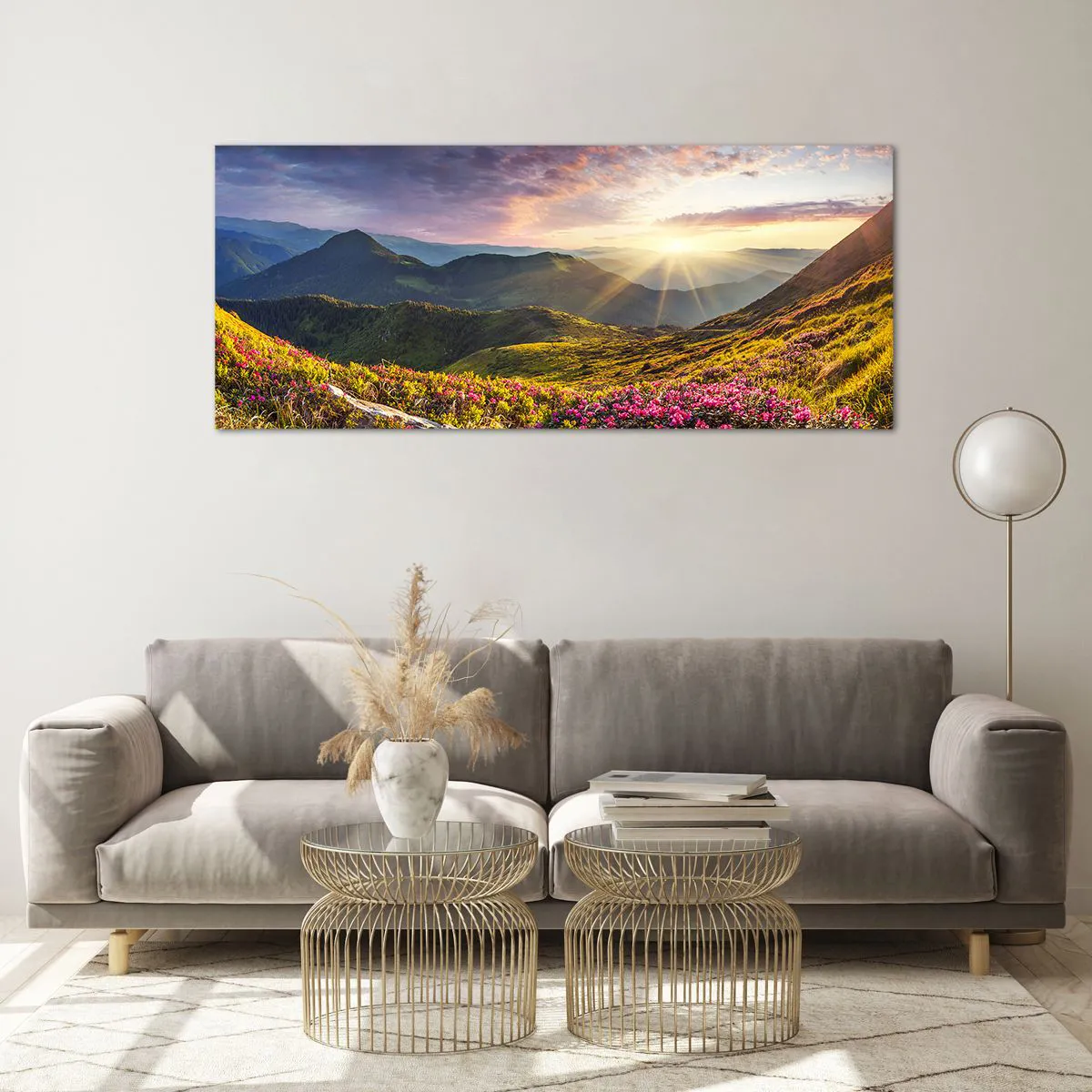 Tablou pe sticlă - Prospețimea unei dimineți de munte - 120x50 cm