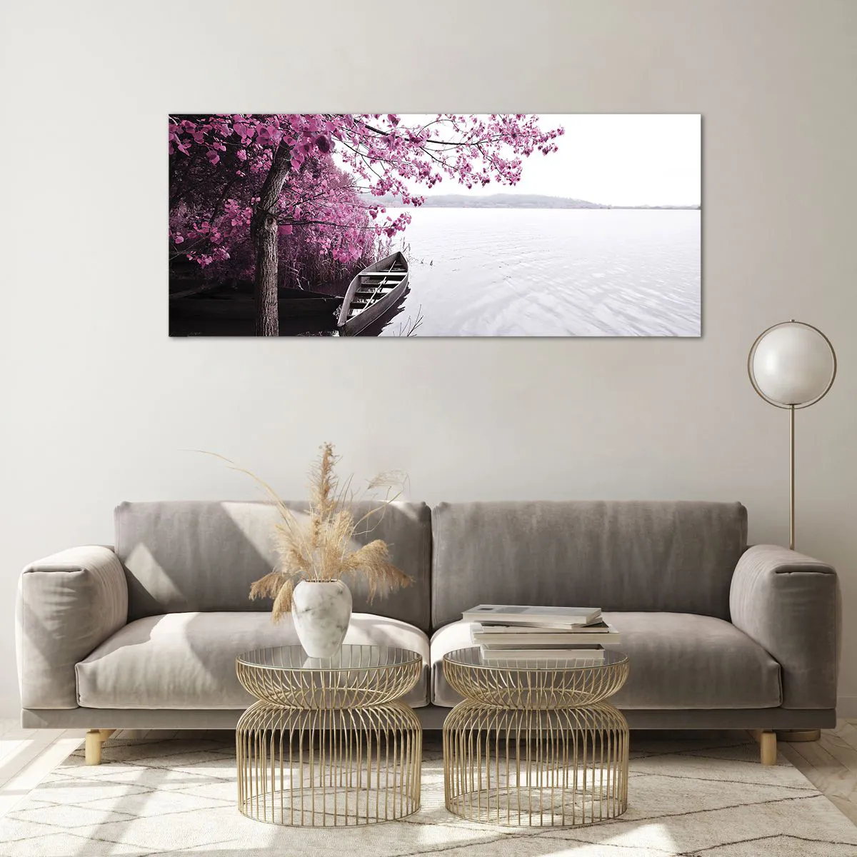 Billede på glas - I lyserød stilhed - 120x50 cm