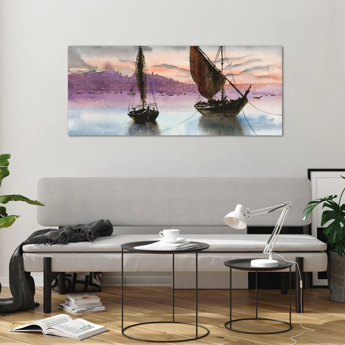 Glass picture - Evening at the Port - 120x50 cm