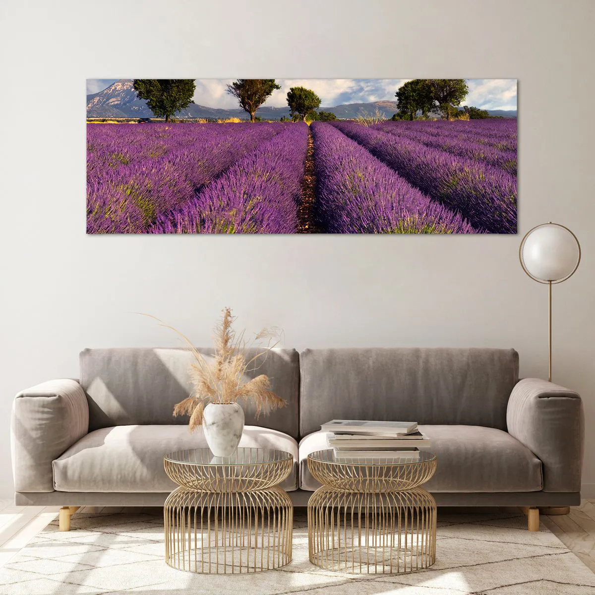 Üveg kép - Levendula mezők - 140x50 cm