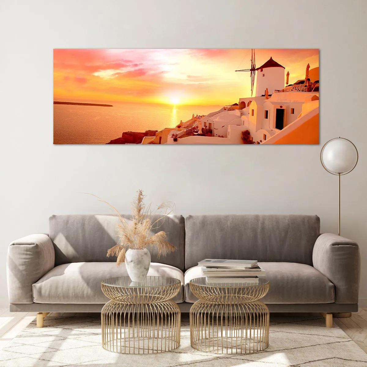 Glass picture - Melting in White and Gold - 140x50 cm