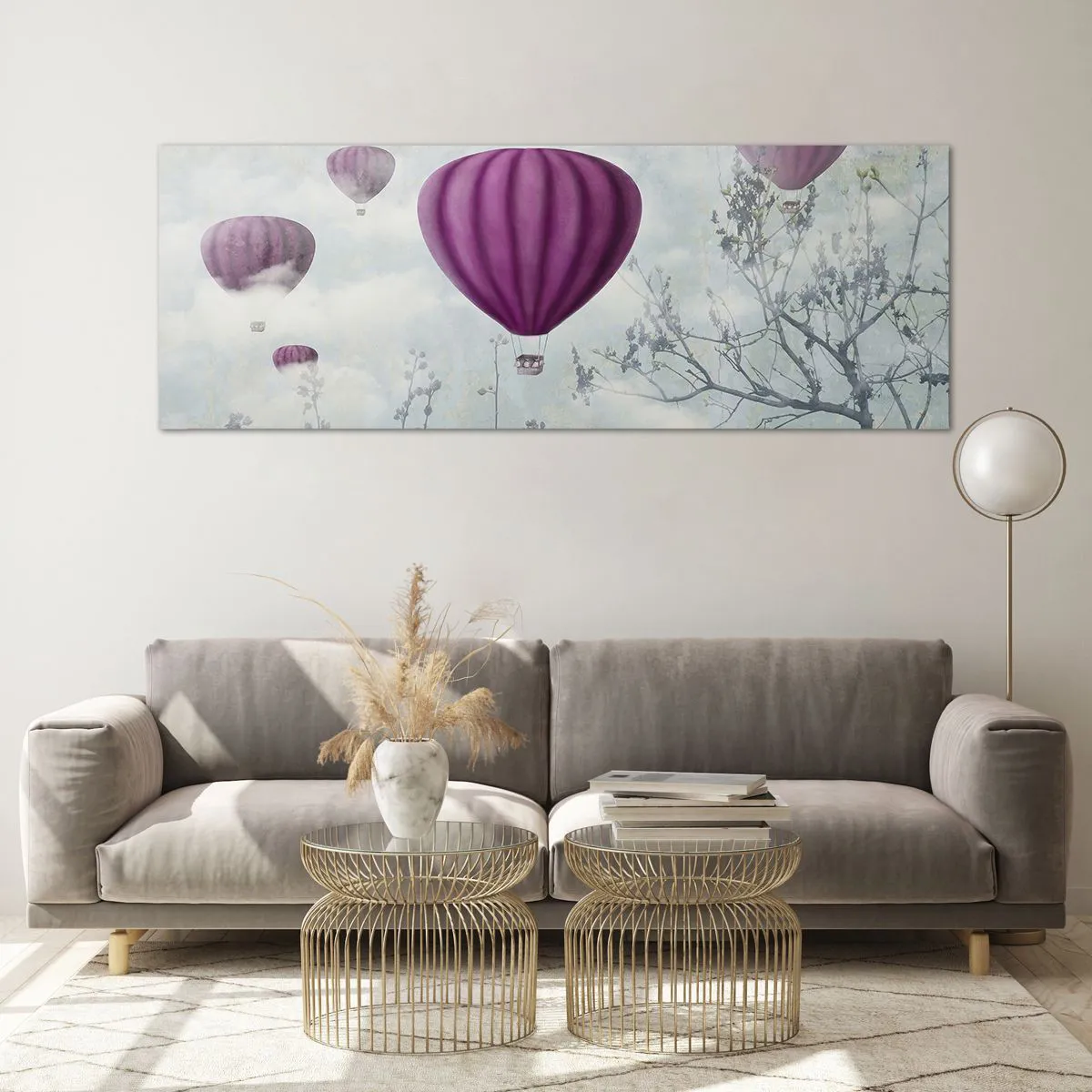 Quadro em vidro - Como navios no céu - 140x50 cm