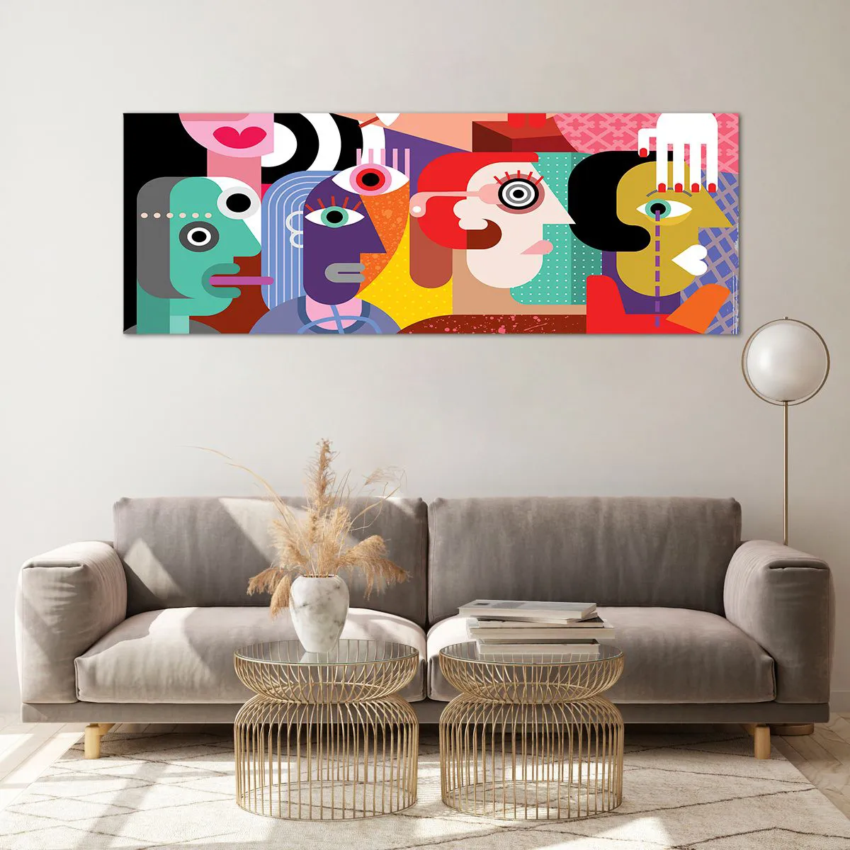 Tablou pe sticlă - Am venit de la domnul Picasso - 140x50 cm