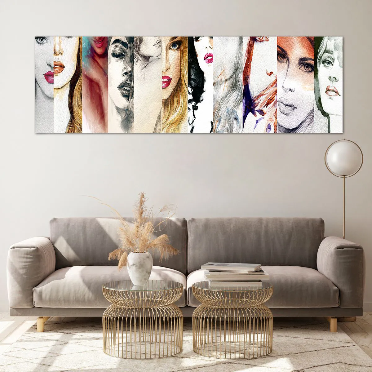 Impression sur verre - Image sur verre - Une collection de portraits de femmes dans divers styles artistiques. - 160x50cm - Et c'est toujours TOI - Décoration murale moderne pour le salon et la chambre ARTTOR