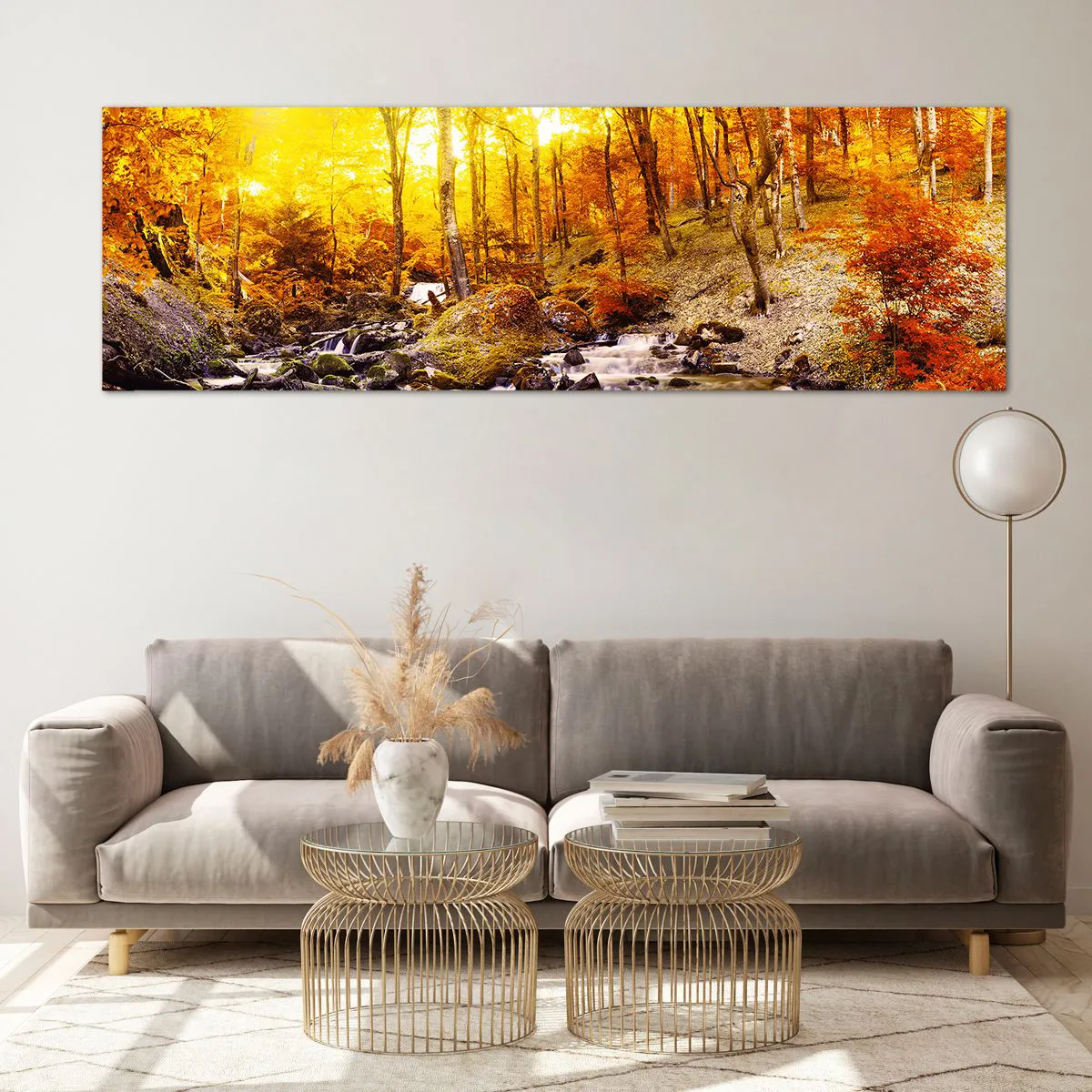 Glass picture - Stones Set in Gold and Platinum - 160x50 cm