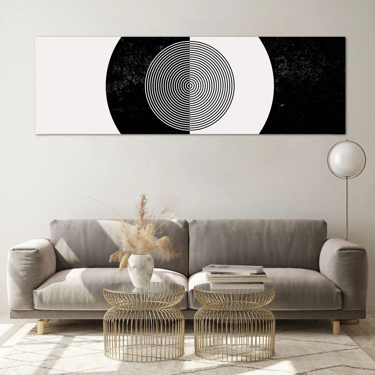 Billede på glas - Harmoni i sort og hvidt - 160x50 cm