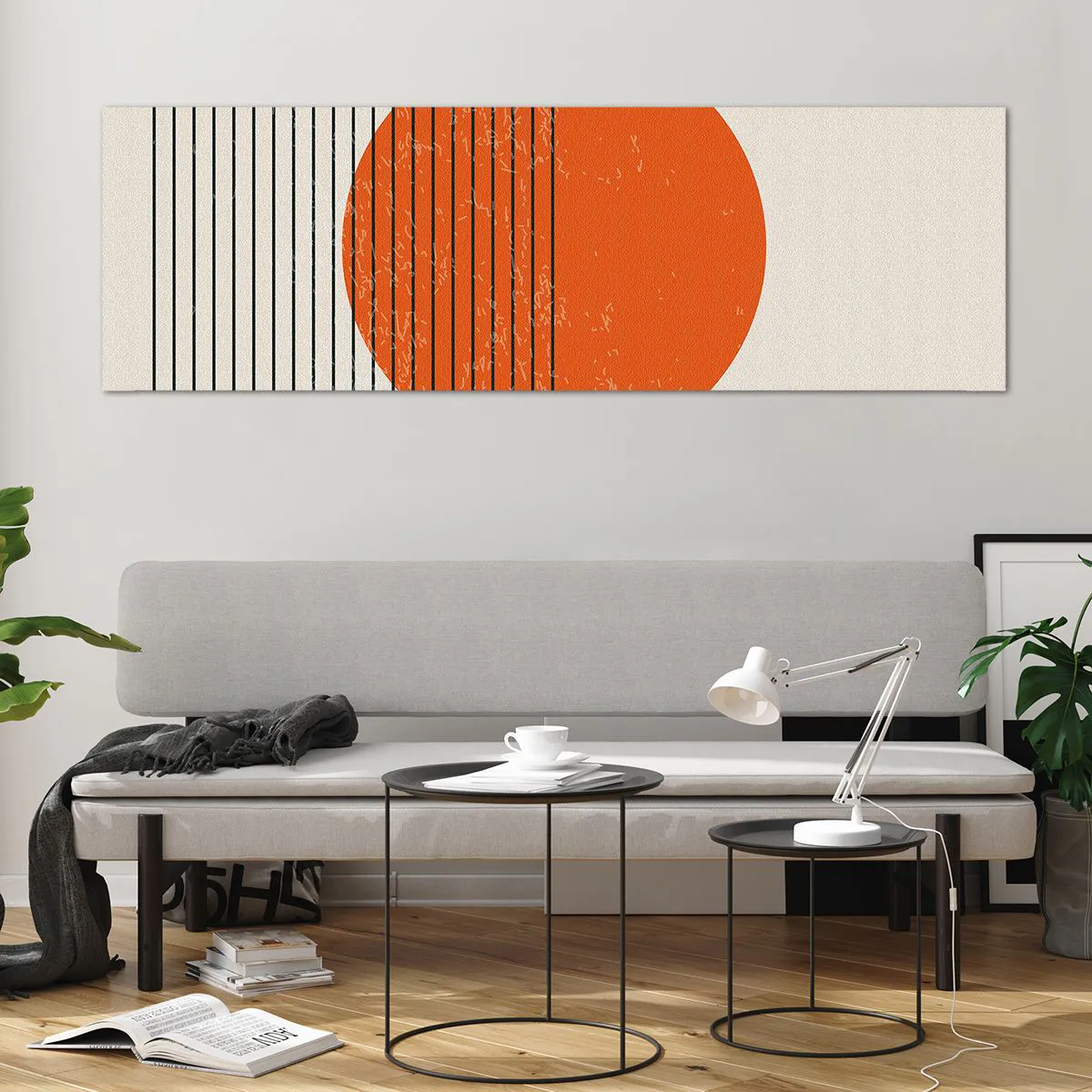 Obraz na szkle - Minimalistyczne słońce z geometrycznymi liniami - 160x50cm - Zawsze słońce - Nowoczesna dekoracja ścienna do salonu i sypialni ARTTOR