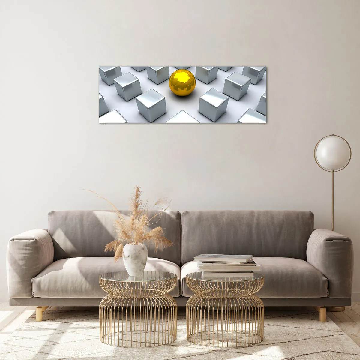 Glass picture - Why Me? Geometric Composition. - 90x30 cm