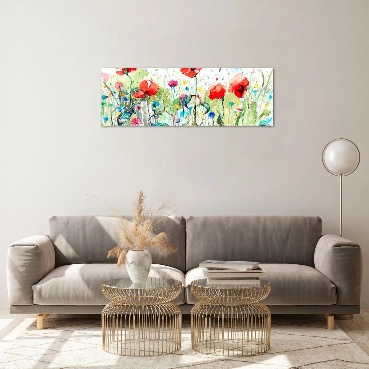 Obraz na skle - Kvetoucí louka v květnu - 90x30 cm