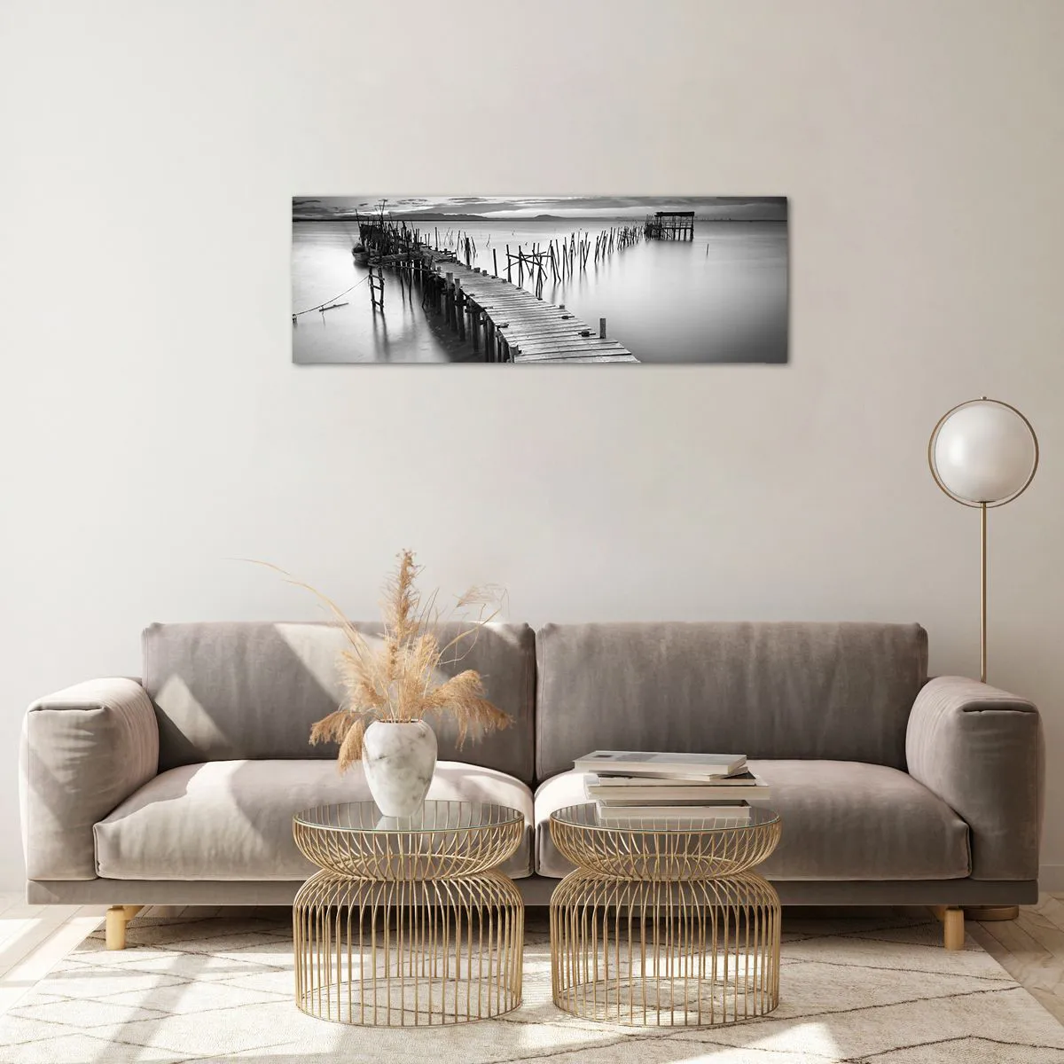 Obraz na skle - Klid zapomenutého břehu - 90x30 cm