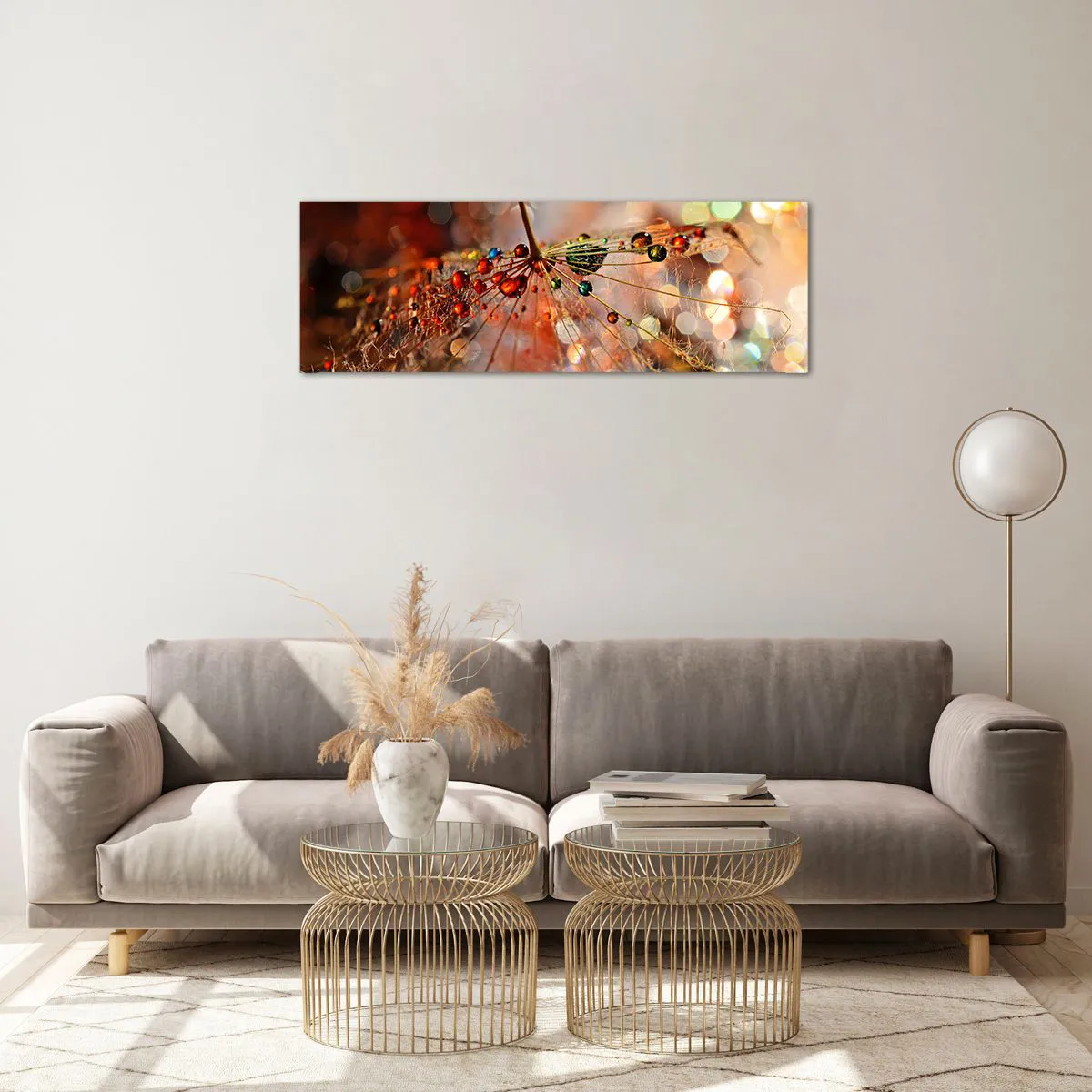 Billede på glas - Trådet på et edderkoppespind - 90x30 cm