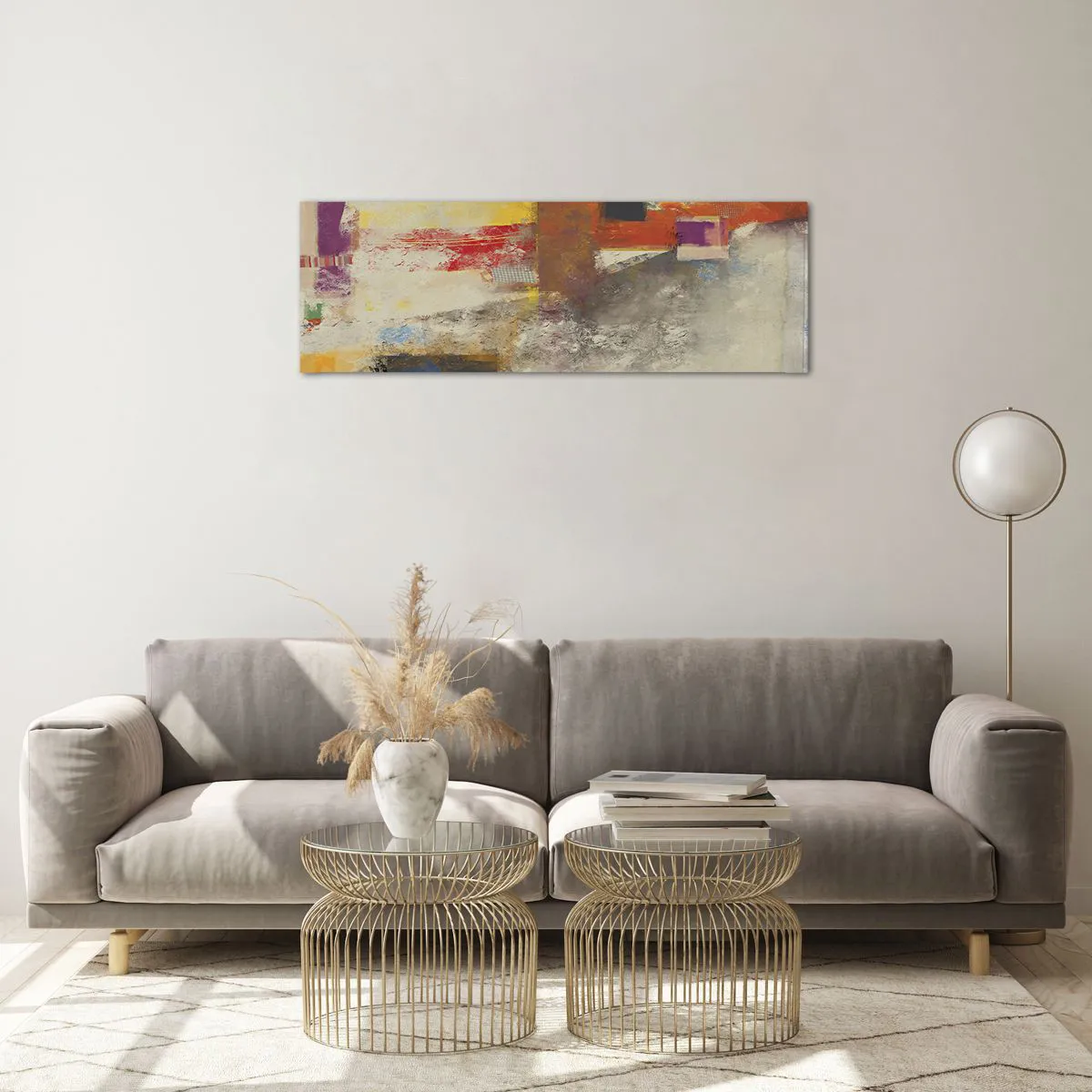 Quadro su vetro - Geometria dei colori - 90x30 cm