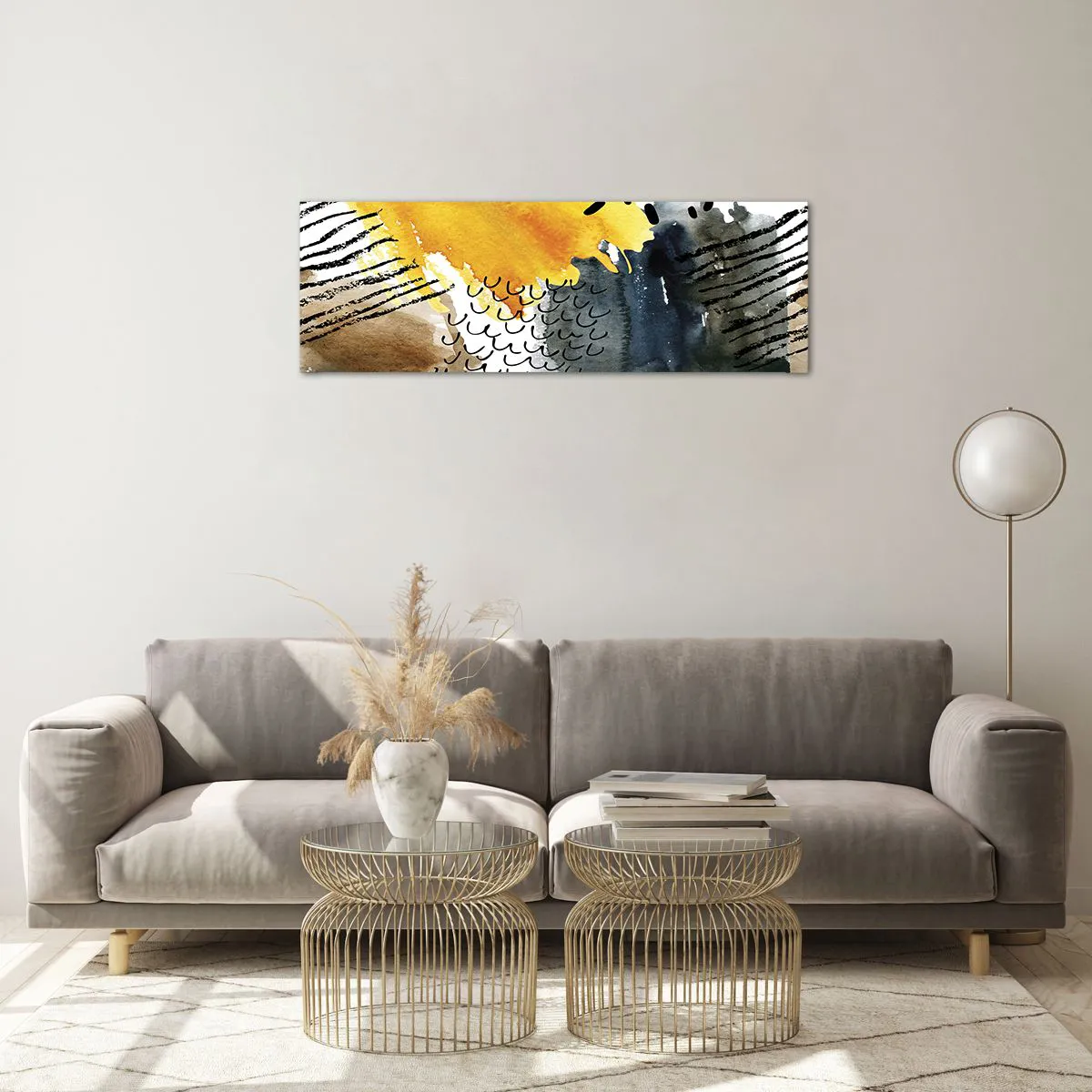 Tablou pe sticlă - O întâlnire a elementelor - 90x30 cm