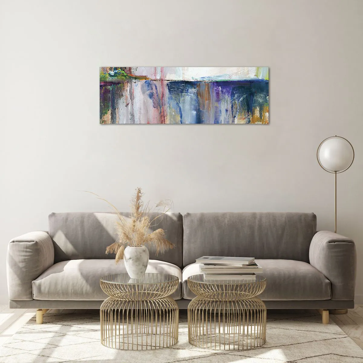 Billede på glas - Farverige indtryk og associationer - 90x30 cm